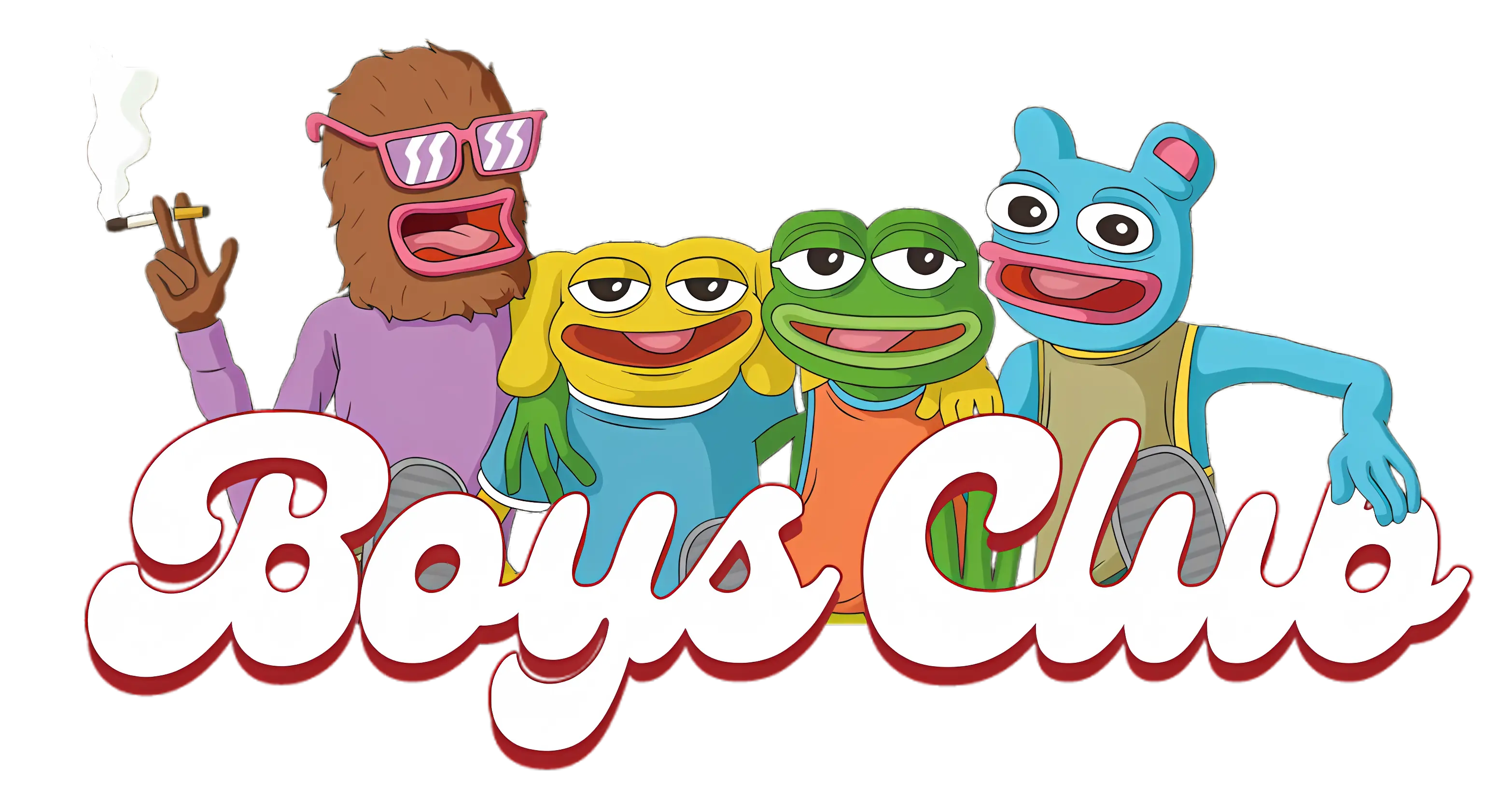BoysClub $BOYS Token - Matt Furie's Pepe, Andy, Landwolf, and Brett memecoin logo